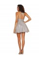 Meilleures Argent Trapèze Licou Courte Tulle Courte Robes demoiselle d'honneur / Robes de cocktail