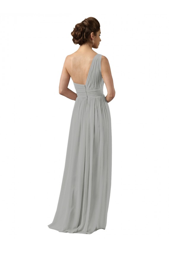 Meilleures Argent Trapèze Mousseline Longue Robes demoiselle d'honneur