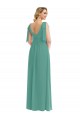 Meilleures Argent islandais Trapèze Col V Mousseline Longue Robes demoiselle d'honneur