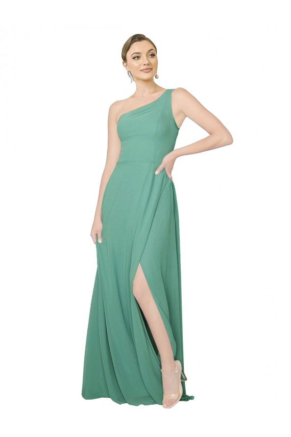 Meilleures Argent islandais Trapèze Sans bretelle Mousseline Longue Robes demoiselle d'honneur