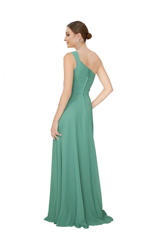 Meilleures Argent islandais Trapèze Sans bretelle Mousseline Longue Robes demoiselle d'honneur