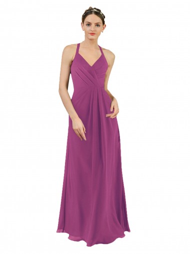 Meilleures Baie sauvage Fourreau Col V Mousseline Longue Robes demoiselle d'honneur