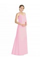 Meilleures Barely Rose Trapèze Bretelles spaghetti Mousseline Longue Robes demoiselle d'honneur