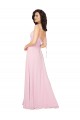 Meilleures Barely Rose Trapèze Col V Mousseline Longue Robes demoiselle d'honneur