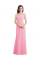 Meilleures Barely Rose Trapèze Mousseline Longue Robes demoiselle d'honneur