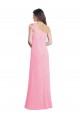 Meilleures Barely Rose Trapèze Mousseline Longue Robes demoiselle d'honneur