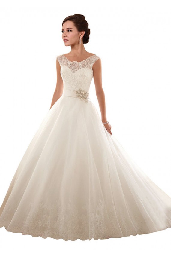 Meilleures Blanc Princesse Épaule Dénudée Tulle Dentelle Robes de mariée