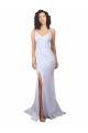 Meilleures Blanc Sirène Bretelles spaghetti Col Haut Crêpe Stretch Simple Plage Robes de mariée