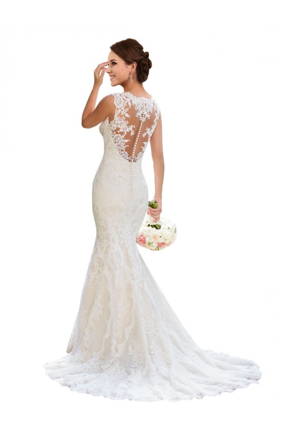 Meilleures Blanc Sirène Col V Dentelle Robes de mariée