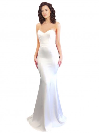 Meilleures Blanc Sirène Sans bretelle Col Haut Crêpe Stretch Longue Formelles Robes demoiselle d'honneur / Robes de soirée / Robes de bal