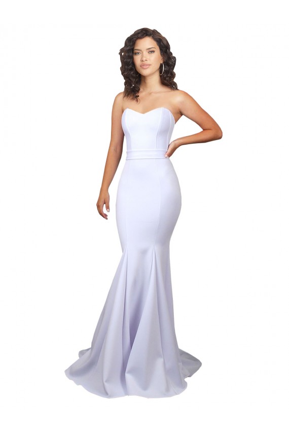 Meilleures Blanc Sirène Sans bretelle Col Haut Crêpe Stretch Simple Plage Robes de mariée