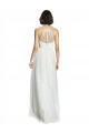 Meilleures Blanc Trapèze Licou Col Haut Tulle Longue Robes demoiselle d'honneur