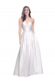 Meilleures Blanc Trapèze Sans bretelle Satiné Stretch Longue Formelles Robes demoiselle d'honneur / Robes de soirée / Robes de bal