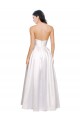 Meilleures Blanc Trapèze Sans bretelle Satiné Stretch Longue Formelles Robes demoiselle d'honneur / Robes de soirée / Robes de bal