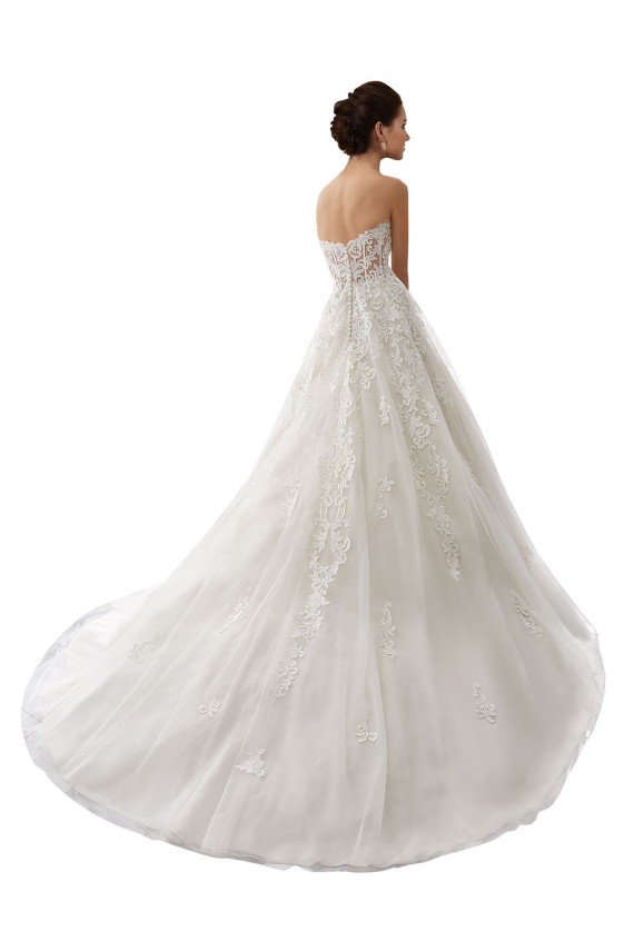 Meilleures Blanc Trapèze Tulle Dentelle Robes de mariée