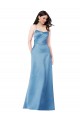 Meilleures Bleu ciel Fourreau Bretelles spaghetti Col Carré Satiné Longue Formelles Robes demoiselle d'honneur / Robes de soirée / Robes de bal