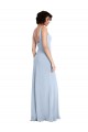 Meilleures Bleu ciel clair Fourreau Col Carré Crêpe Stretch Longue Robes demoiselle d'honneur / Robes de bal