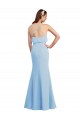 Meilleures Bleu ciel clair Sirène Bretelles spaghetti Col V Mousseline Longue Robes demoiselle d'honneur