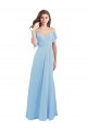 Meilleures Bleu ciel clair Trapèze Bretelles spaghetti Mousseline Longue Robes demoiselle d'honneur