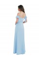Meilleures Bleu ciel clair Trapèze Bretelles spaghetti Mousseline Longue Robes demoiselle d'honneur