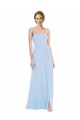 Meilleures Bleu ciel clair Trapèze Mousseline Longue Robes demoiselle d'honneur