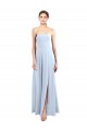 Meilleures Bleu ciel clair Trapèze Sans bretelle Mousseline Longue Robes demoiselle d'honneur