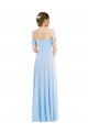 Meilleures Bleu ciel clair Trapèze Épaule Dénudée Mousseline Longue Formelles Robes demoiselle d'honneur / Robes de soirée