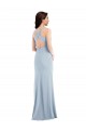 Meilleures Bleu ciel clair Trompette Col V Crêpe Stretch Longue Robes demoiselle d'honneur / Robes de bal