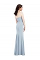 Meilleures Bleu ciel clair Trompette Col V Sans bretelle Crêpe Stretch Longue Robes demoiselle d'honneur / Robes de bal