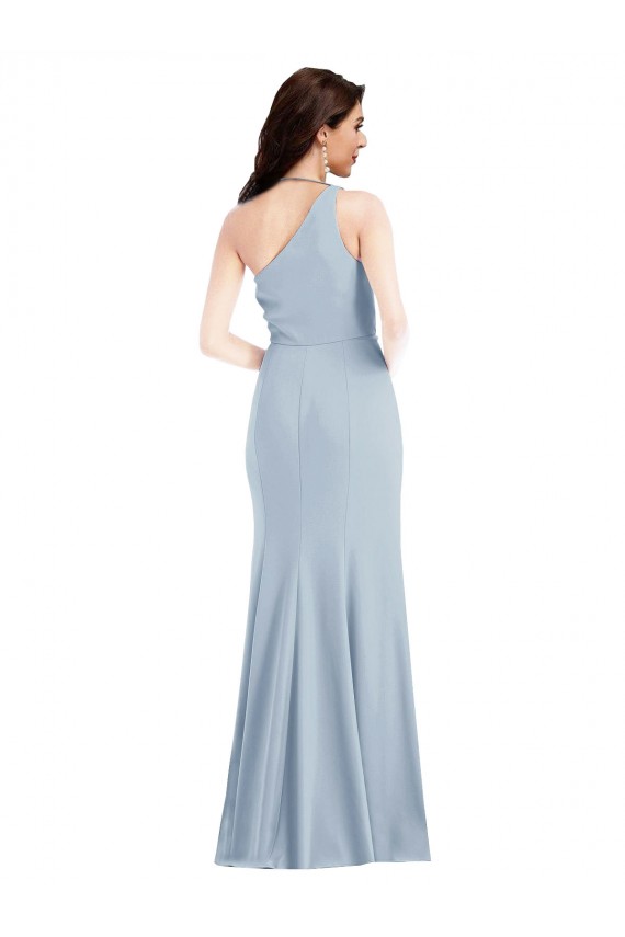 Meilleures Bleu ciel clair Trompette Crêpe Stretch Longue Robes demoiselle d'honneur / Robes de bal