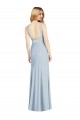 Meilleures Bleu ciel clair Trompette Licou Col Haut Crêpe Stretch Longue Formelles Robes demoiselle d'honneur / Robes de soirée