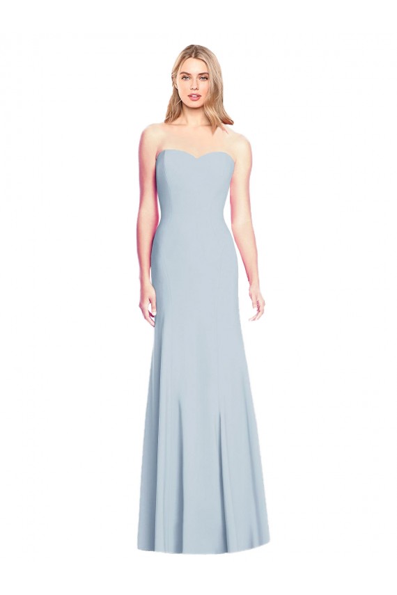 Meilleures Bleu ciel clair Trompette Sans bretelle Crêpe Stretch Longue Robes demoiselle d'honneur / Robes de bal