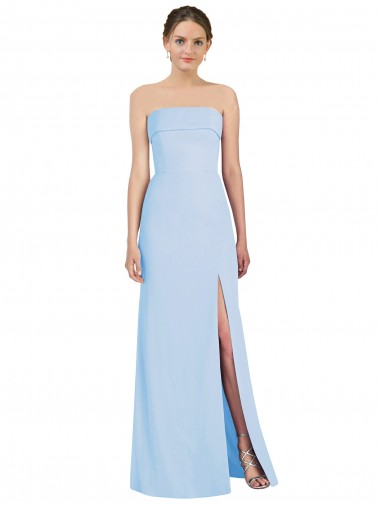 Meilleures Bleu ciel clair Trompette Sans bretelle Mousseline Longue Formelles Robes demoiselle d'honneur / Robes de soirée