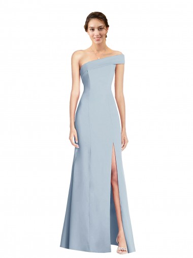 Meilleures Bleu ciel clair Trompette Épaule Dénudée Crêpe Stretch Longue Formelles Robes demoiselle d'honneur / Robes de soirée / Robes de bal