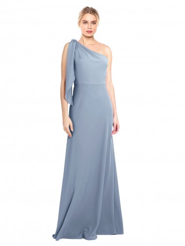 Meilleures Bleu fumée Fourreau Crêpe Stretch Longue Formelles Robes demoiselle d'honneur / Robes de soirée / Robes de bal