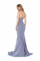 Meilleures Bleu fumée Sirène Sans bretelle Crêpe Stretch Longue Formelles Robes demoiselle d'honneur / Robes de soirée / Robes de bal