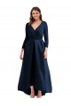 Meilleures Bleu marine foncé Princesse Col V Spandex Longue Asymétrique Formelles Robes demoiselle d'honneur / Robes de soirée / Robes de bal
