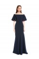 Meilleures Bleu marine foncé Sirène Épaule Dénudée Crêpe Stretch Longue Formelles Robes demoiselle d'honneur / Robes de soirée / Robes de bal