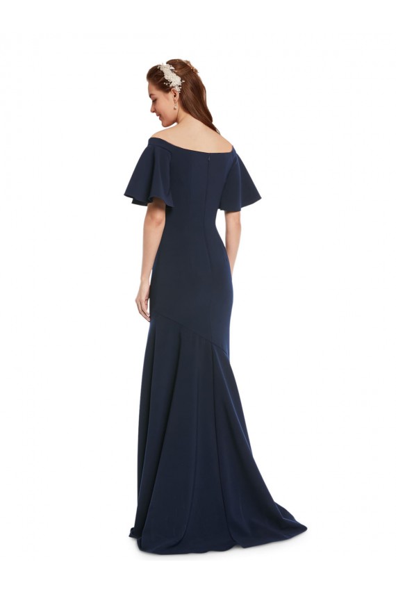 Meilleures Bleu marine foncé Sirène Épaule Dénudée Crêpe Stretch Longue Formelles Robes demoiselle d'honneur / Robes de soirée / Robes de bal