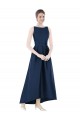 Meilleures Bleu marine foncé Trapèze Bateau Satiné Longue Asymétrique Robes demoiselle d'honneur