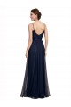 Meilleures Bleu marine foncé Trapèze Bretelles spaghetti Tulle Dentelle Longue Robes demoiselle d'honneur