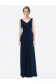 Meilleures Bleu marine foncé Trapèze Col V Mousseline Longue Robes demoiselle d'honneur