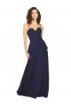 Meilleures Bleu marine foncé Trapèze Col V Mousseline Longue Robes demoiselle d'honneur