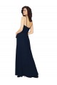 Meilleures Bleu marine foncé Trapèze Col V Mousseline Longue Robes demoiselle d'honneur