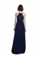 Meilleures Bleu marine foncé Trapèze Licou Col Haut Mousseline Longue Robes demoiselle d'honneur