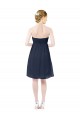 Meilleures Bleu marine foncé Trapèze Mousseline Courte Robes demoiselle d'honneur / Robes de cocktail