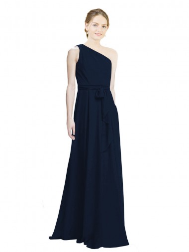 Meilleures Bleu marine foncé Trapèze Mousseline Longue Robes demoiselle d'honneur