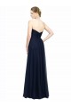 Meilleures Bleu marine foncé Trapèze Sans bretelle Mousseline Longue Robes demoiselle d'honneur