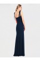 Meilleures Bleu marine foncé Trompette Bretelles spaghetti Crêpe Stretch Longue Robes demoiselle d'honneur / Robes de bal