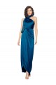Meilleures Bleu paon Fourreau Licou Col Haut Satiné Soyeux Longue Formelles Robes demoiselle d'honneur / Robes de soirée / Robes de bal